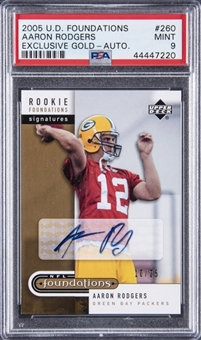 2005 UD Foundations "Exclusive - Gold" Autograph #260 Aaron Rodgers Signed Rookie Card (#10/25) – PSA MINT 9